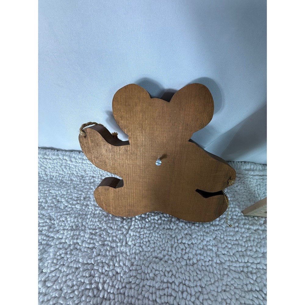 VTG Hand Painted Wooden Teddy Bear with Hearts Cottagecore Wall Decor Brown 6in - Picture 9 of 9